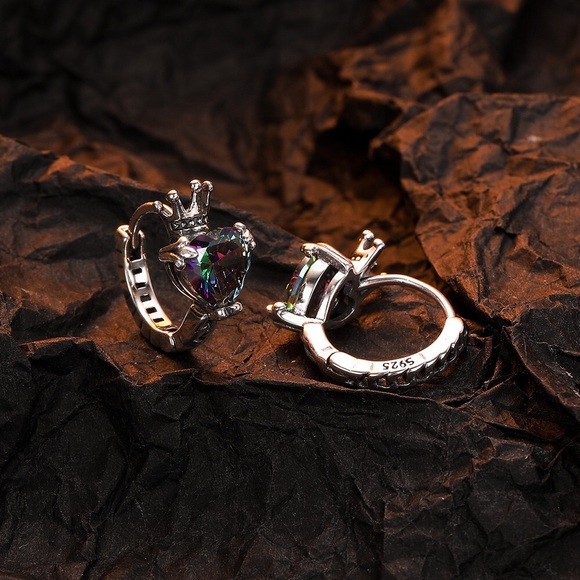 s925 Sterling Silver Crown Color Zirconium lug buckle simple design - Picture 4 of 6